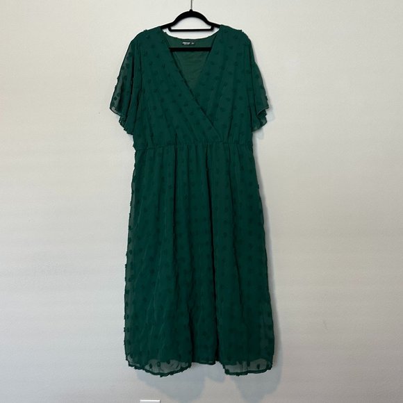Swiss Dot Flowy Cross Front Dress - Picture 1 of 5